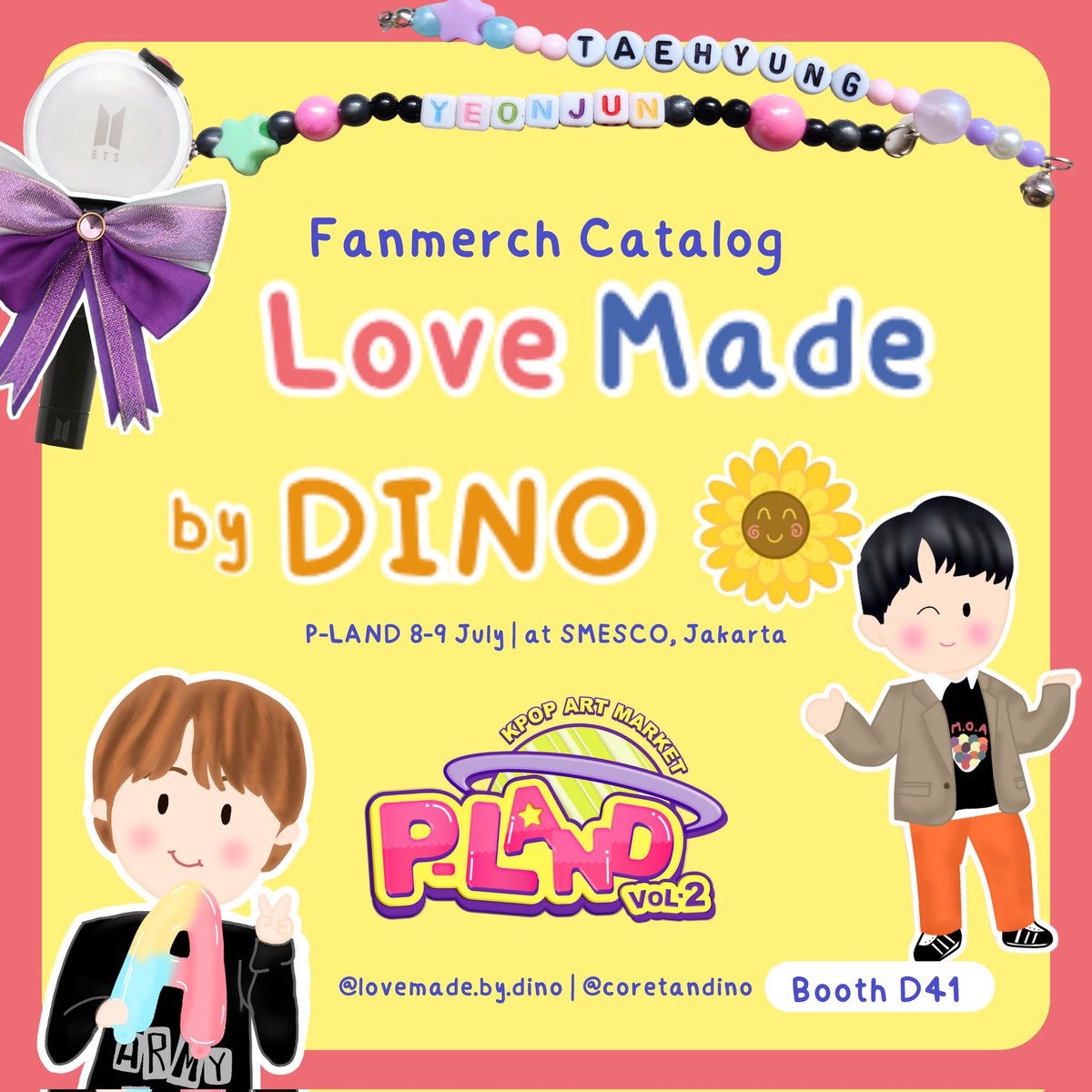 coretandino's tweet image. 🌻 [RTs &amp;amp; Likes are appreciated] 🌻 

Hi yeorobun! 'Love Made by DINO' open pre order for #PLANDVol2 &amp;amp; shipping

📅 PO Period: 19-26 june 2023
📌 Table D41 (8-9 July) w/ @fearinrain

💜BTS💙TXT | order click bit.ly/PO1LoveMade

#PLANDVol2_Fanshop #PLANDVol2_FanshopCatalog