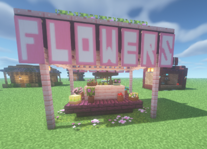 I made a bunch of Market Stalls for a datapack im working on and one of them is a Flower Stand 🌹🌷🌺🌸#FeatureMeMinecraft #Minecraftbuilds #Minecraft #MinecraftBuild