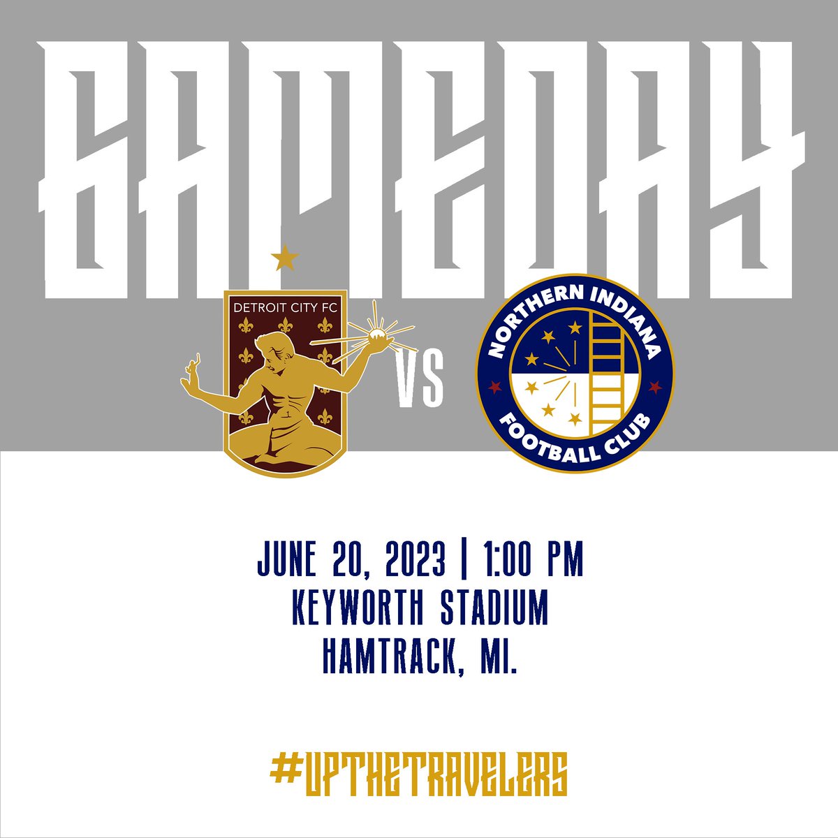 NorthIndianaFC's tweet photo. @DetroitCityFC, you're up next!

The USL Championship side will be hosting the Travelers for what should be a very competitive game!

Kick off at 1 PM.

#UpTheTravelers https://t.co/cKz2JpykuH