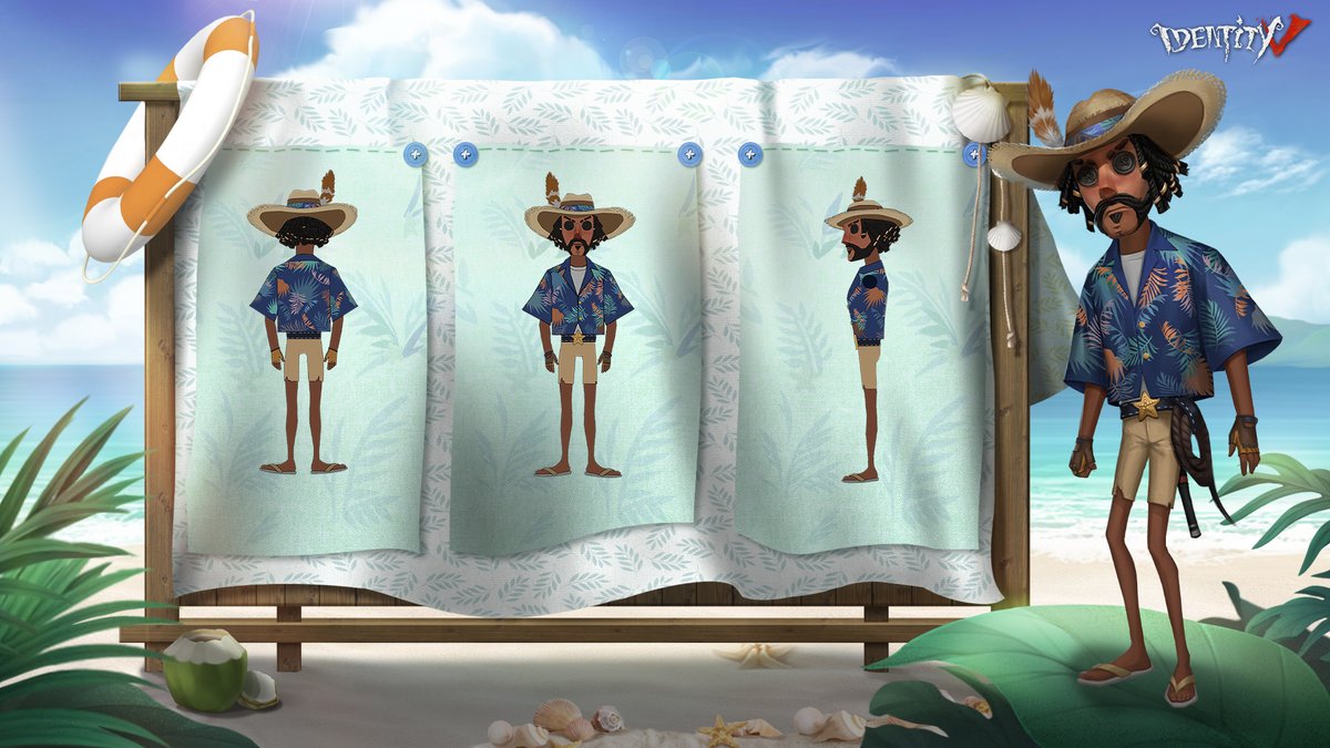 Dear Visitors,
The Summer Island Diaries will soon be upon us and these wonderful costumes will be available for purchase! Check out the B Costumes of the Cowboy, Dream Witch and Mechanic, as well as the obtainable Mechanic accessory - Ocean’s Whisperer!

#IdentityV #Summer