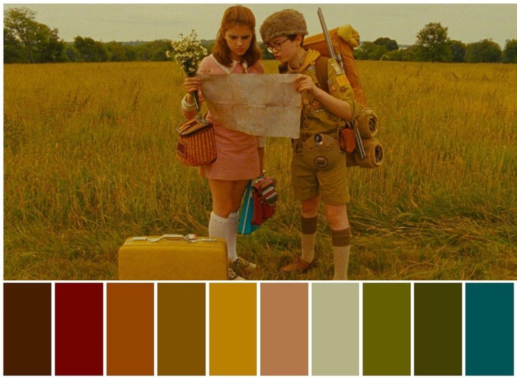 Moonrise Kingdom (2012)
•Director: Wes Anderson
•Cinematography: Robert D. Yeoman
•Production Design: Adam Stockhausen
•Set Decoration: Kris Moran
•Costume Design: Kasia Walicka Maimone
•Color Timer: Lee Wimer
•Colorist: Tim Stipan