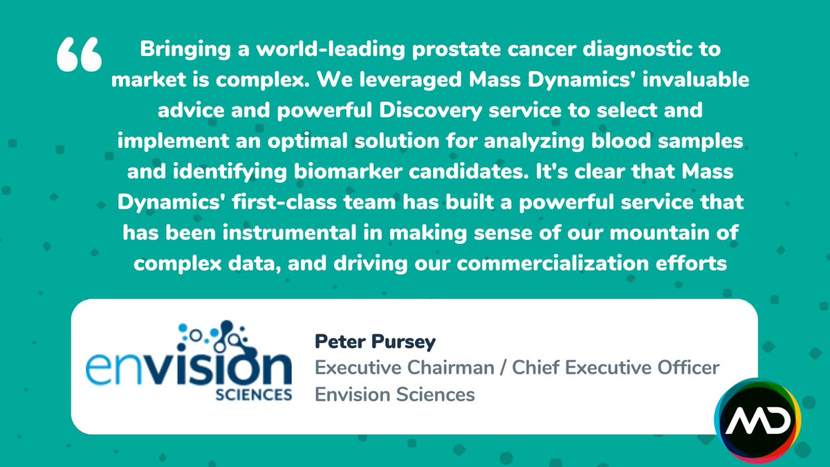 massDynamicsCo's tweet photo. Proud to have Envision Sciences as a customer + beyond delighted our work with them has created a big impact in cancer diagnostics.
We thrive on overcoming roadblocks and driving our customers' approach to successπ
#massgeek #TeamMassSpec #massspectrometry #proteomics #Cancer https://t.co/SiZnIf9245