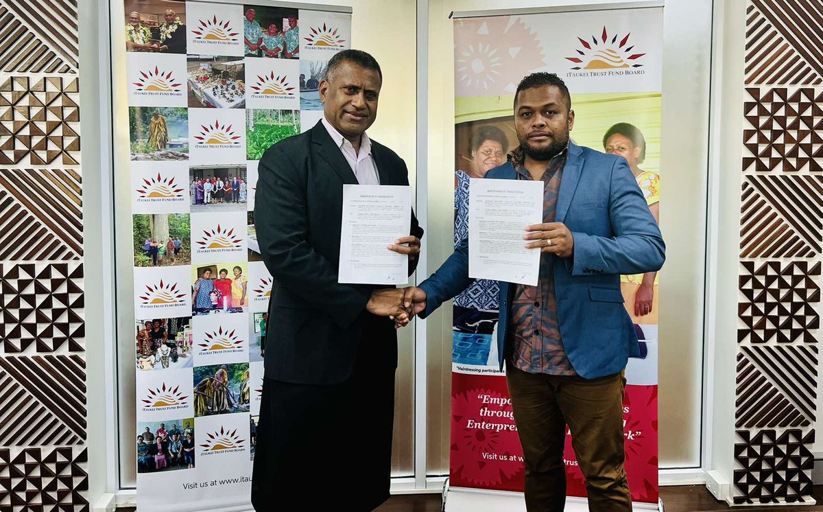 taukeitrustfund's tweet photo. TTFB Signs MOU with Vuadomo Trust.

The iTaukei Trust Fund Board yesterday renewed its commitment to supporting community development through a Memorandum Of Understanding signed  with the Vuadomo Trust.

To read more about this , click on: 
https://t.co/XjdKoP45vp https://t.co/ff3eB8Fz5l