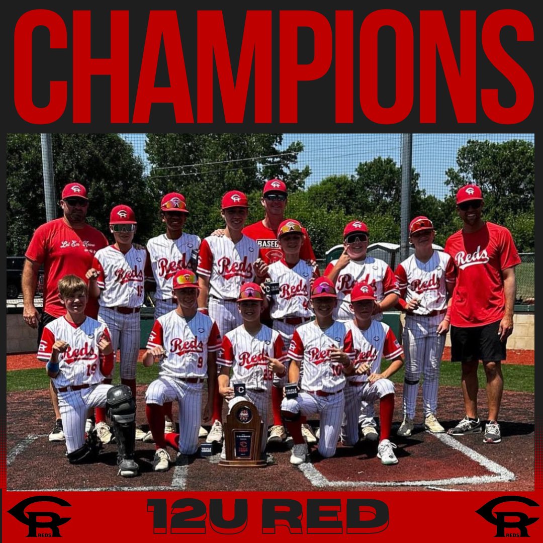 RedsCedarRapids's tweet photo. CHAMPIONS🚨12u Red are the undefeated champs in the 41 team field in the Omaha SlumpBuster‼️ https://t.co/9W1sAo43EJ