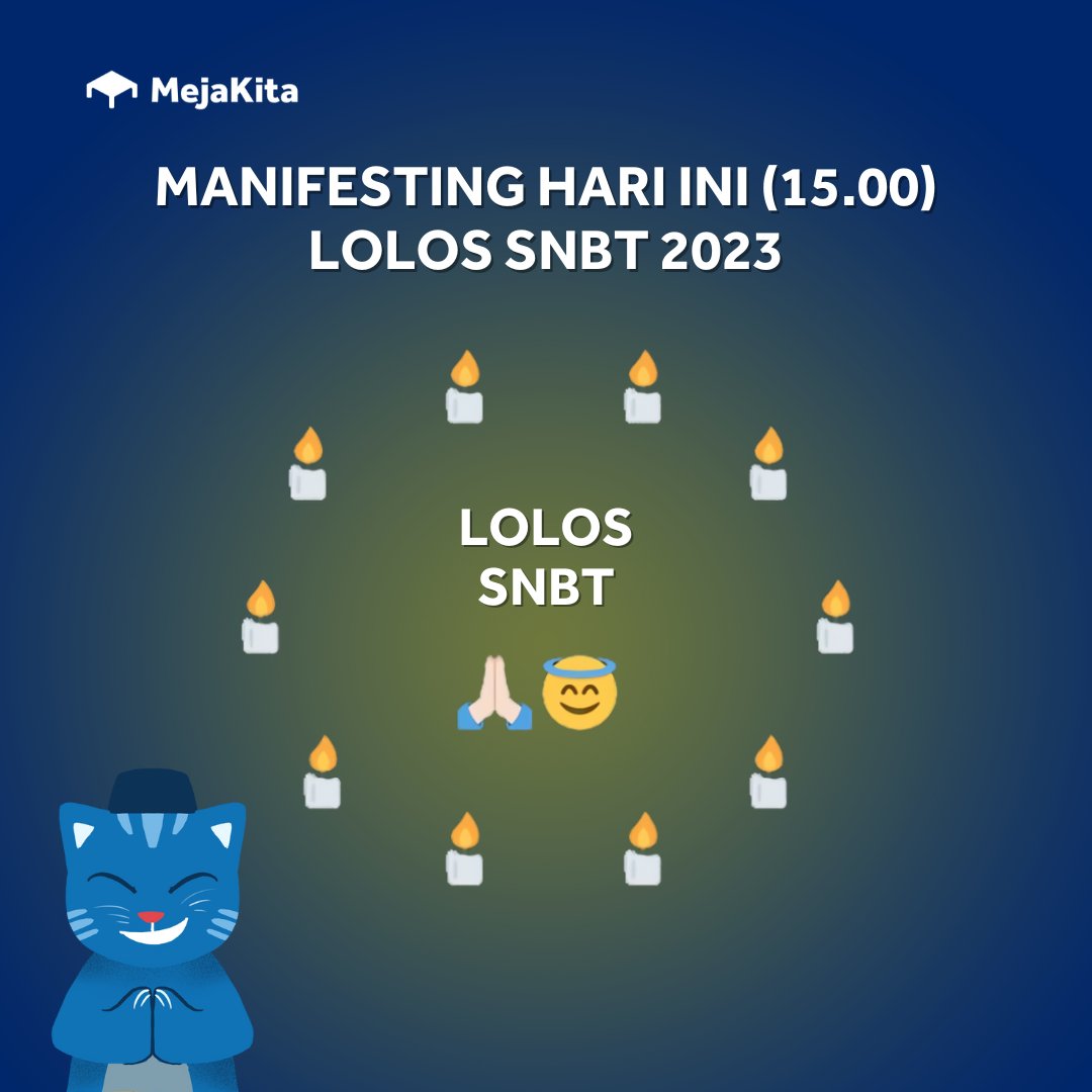 mejakita's tweet image. HARI INI PENGUMUMAN SNBT 2023 🙏

Doa Kitty cuma satu, semoga hasilnya yang terbaik sesuai dengan harapan kalian yaa 😇🙏

Kitty selalu bantu doa buat kalian semua 🫶😽

#pengumumansnbt #snbt #snbt2023