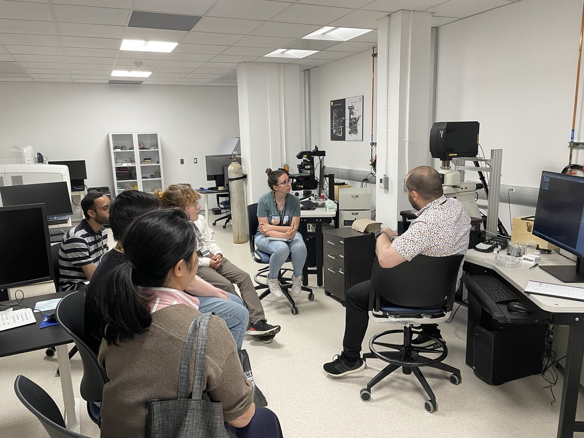 CalmMcmaster's tweet photo. Great energy at the #C2Learn practical sessions, loved the enthusiasm and great questions from all trainees! Big shout out to Joao, Mouhanad @Babim002, Vic, @steeler, and @jmarpino from @NikonInst for the great sessions! #SummerSchool #Microscopy https://t.co/5WbWa2bOYv