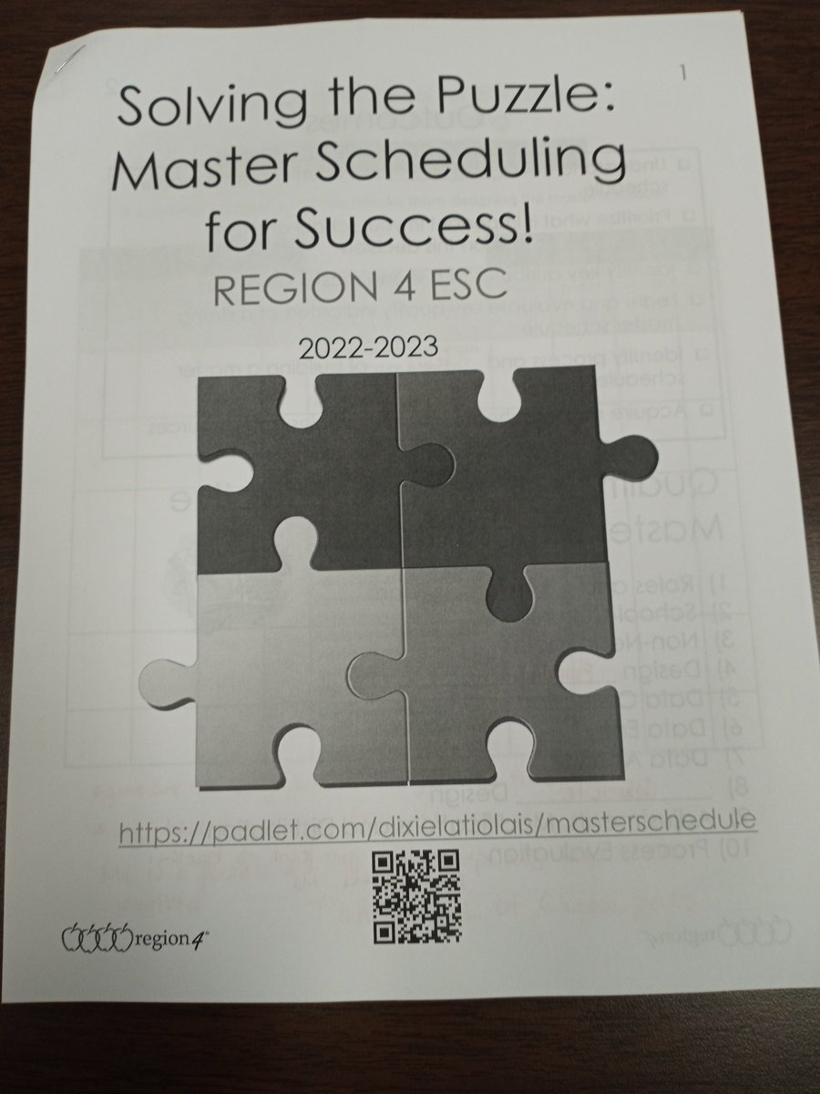 SNikkiVaughan's tweet image. Learning never stops! Master Schedule PD on solving the pieces to our puzzles was enlightening...it is great to know when you are moving in the right direction with planning out your campus MS! @Region4ESC @TwianaCollier @dixie Thank you!! #knowyourrole