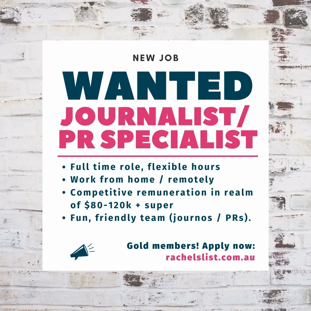 RE-POST: Full-time journalist / PR specialist to join fun, friendly firm of former journos and PRs - flexible hours, competitive salary (SYD, OFF-SITE) buff.ly/3p0SBGa #prjobs