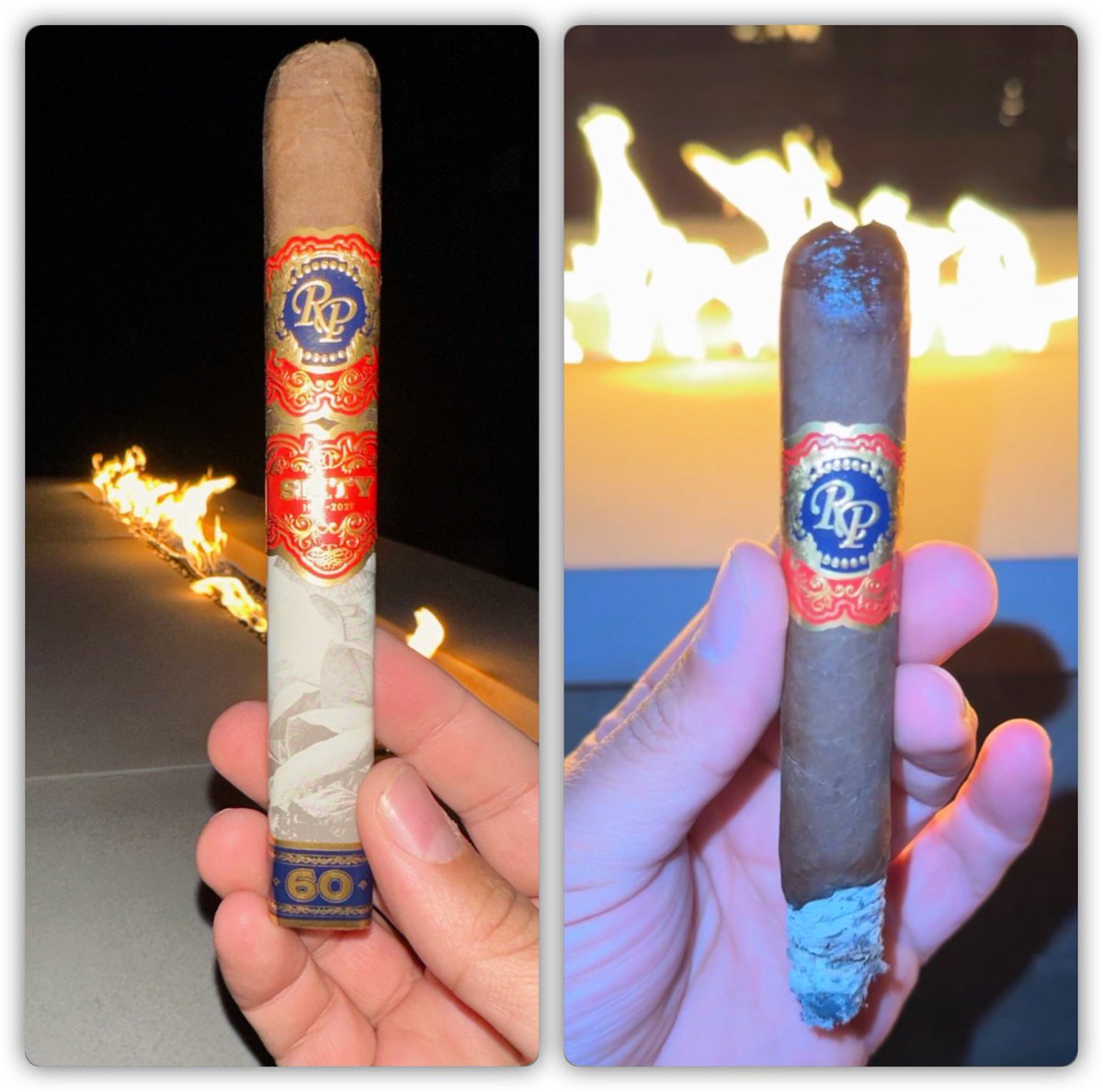 MRmidwestcouple's tweet photo. Tonightโs smoke with @midwestcouple40 Great way to end a Monday. What did you smoke tonight? #Smoke #Cigar #CigarLife #RockPatel #Sixty #BOTL #Fire #FireTable https://t.co/K2KEMYxI7f