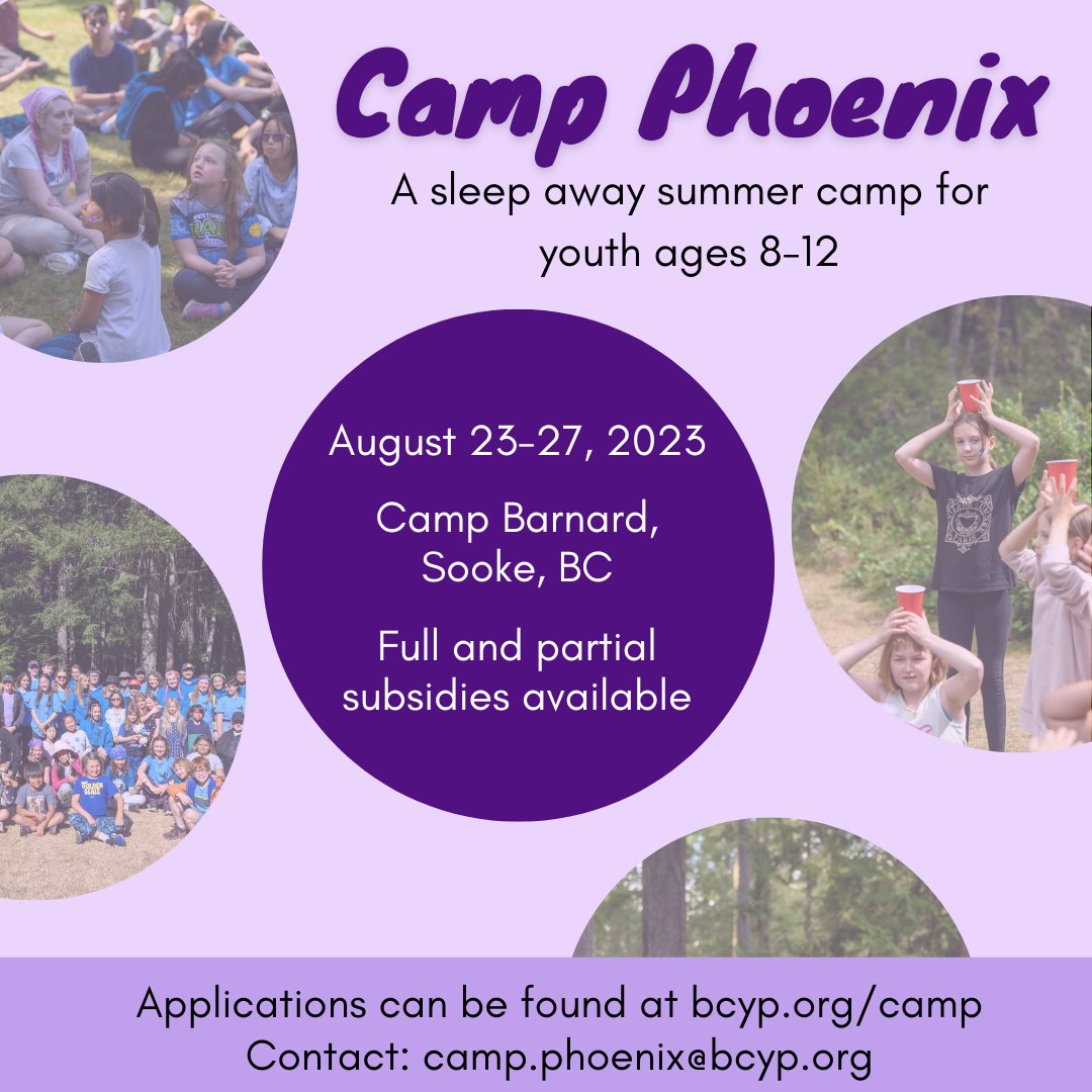 Camper applications for Camp Phoenix are open! This is BCYP's flagship service project held annually, held overnight at Camp Barnard in Sooke. For more information, visit bcyp.org/camp

#bcyp94 #bcyp #summercamp #campphoenix #sleepawaycamp #outdoorsbc #summer2023