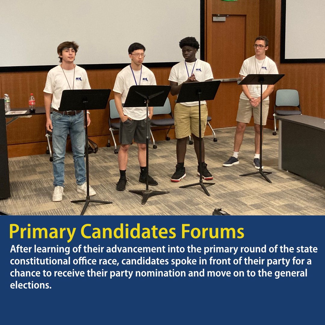 The third day of Boys State was filled with more exciting moments. From pre-primary election to party conventions and the primary candidates forums. Review this post to find out more! #MABS23
(2/2)