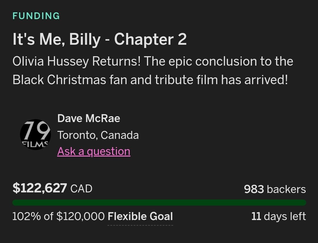 TheVoiceMann's tweet photo. IT'S OFFICIAL! It's Me, Billy Chapter 2 has been green lit. We did it! Thank you! There's still 11 days left before the campaign enters "InDemand". Lots of perks still available!
๐https://t.co/XqIUpqVRGm
#itsmebilly #itsmebilly2 #blackchristmas #horrormovie #horrorfilm #horror https://t.co/ktdR4ffUko