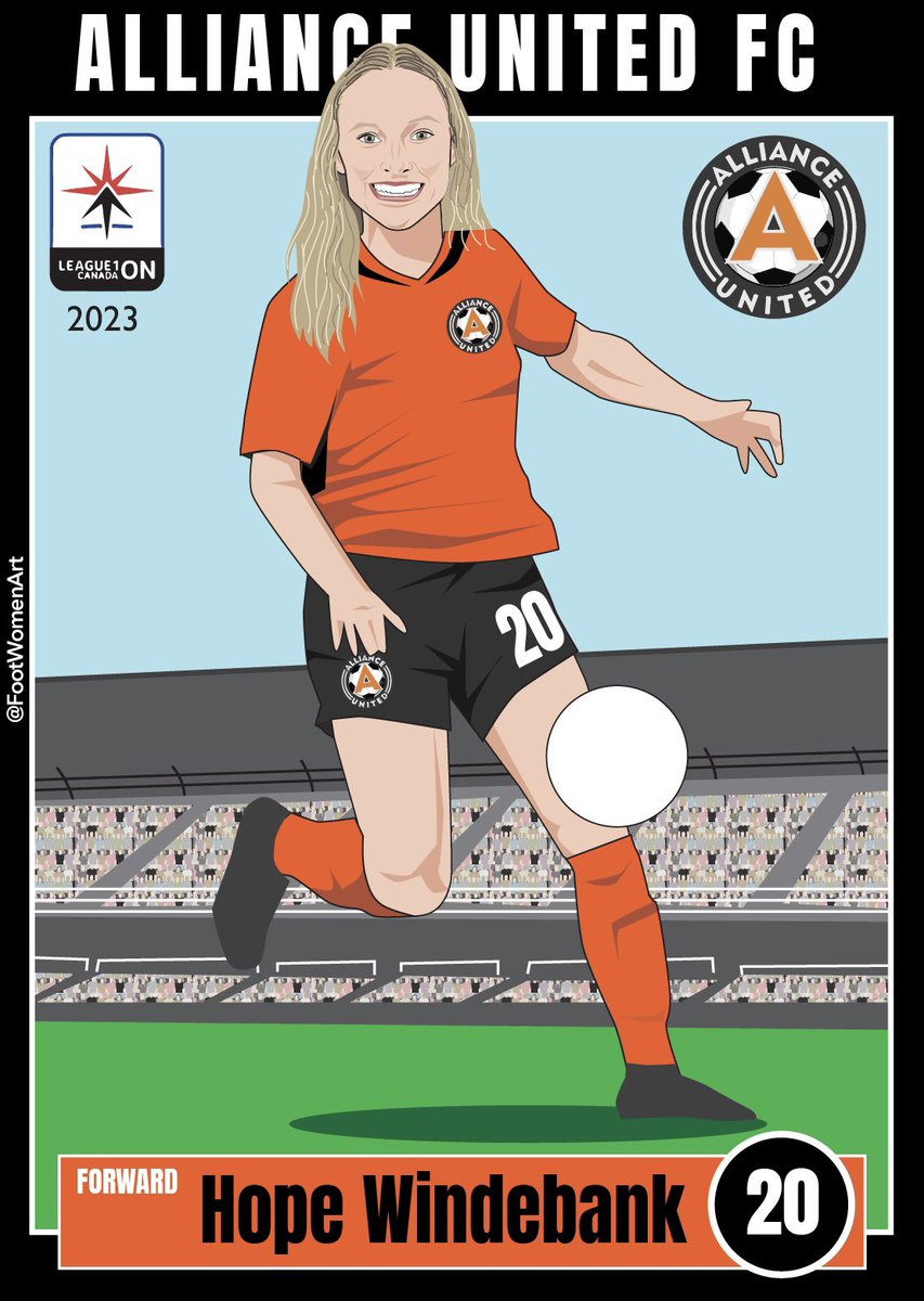 My service for all clubs and leagues:
💥COMICS TRADING CARDS PACK💥
League: @L1OWomens | @League1Canada ✴️⚽️
Team: @ALLIANCE_UTDFC 
Player: Hope Windebank 
#2️⃣0️⃣
Position: Forward
#football #soccer #allianceunited #league1ontario #league1canada