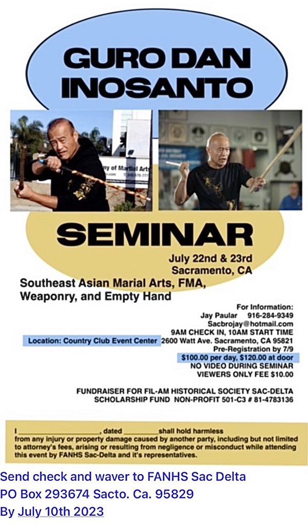RockyRTwitchell's tweet photo. #sacramento #liahonawarriorarts #inosanto https://t.co/dM0LtJsYWN