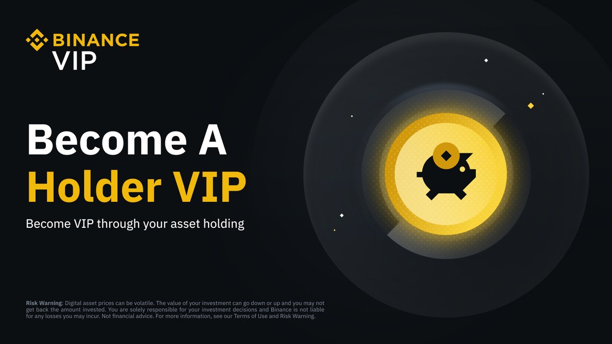 Holding at least 200,000 USDT-equivalent on average over 30 days allows you  to become a #Binance Holder VIP! Benefits include: 🔸 Lower trading fees 🔸  API connectivity 🔸 Key account coverage And
