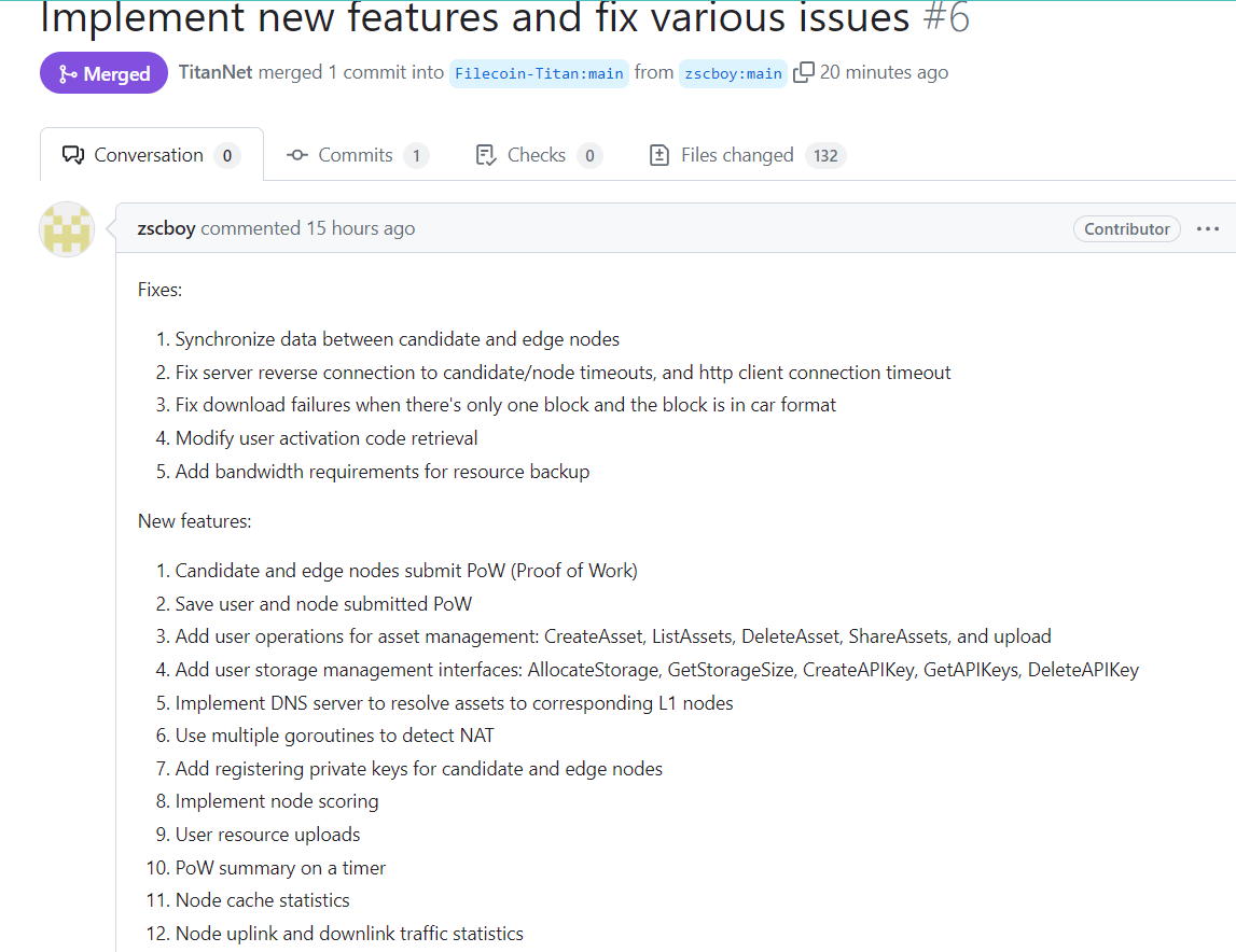 Titannet_dao's tweet image. 🚀Code update alert! 🎉💻 In this latest update, we've implement some new features and fix various issures to make Titan's network smoother and more efficient. We're constantly striving and progressing! #CodeUpdate #TechAdvancement #Titan