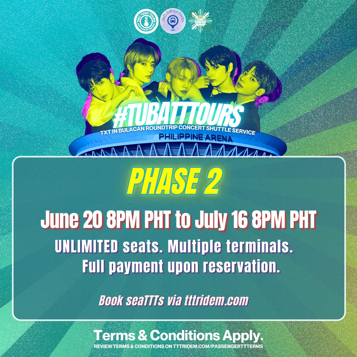 twoteentours's tweet photo. Get ready for our Phase 2 MOAs! There will be unlimited seaTTTs for all available terminals for #Tomorrow_x_Together #Act_Sweet_Mirage concert in Bulacan.
Reservations will open tonight at 8PM PHT via https://t.co/v7rMEs44iN.
#NoFansLeftBehind
#TXTinBulacan https://t.co/gWvwcqV5RP