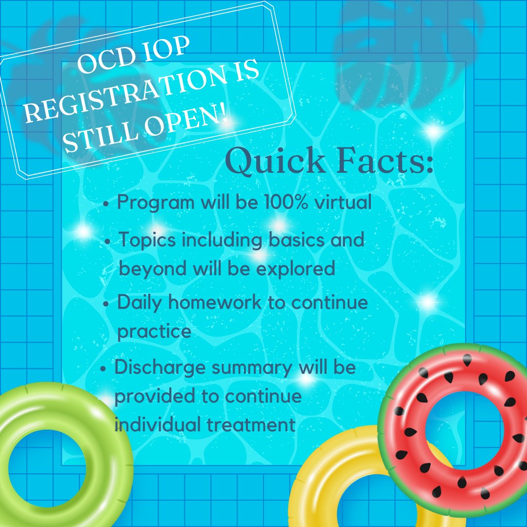 Adult OCD IOP registration is still open! 
#OCD #OCDLife #OCDHelp #OCDRelief #OCDRecovery #OCDProblems #OCDTips #OCDAwareness #OCDSupport #OCDTherapy #IntrusiveThoughts #LivingWithOCD #ExposureResponsePrevention #ERPTherapy #ExposureTherapy #InFocusCounseling