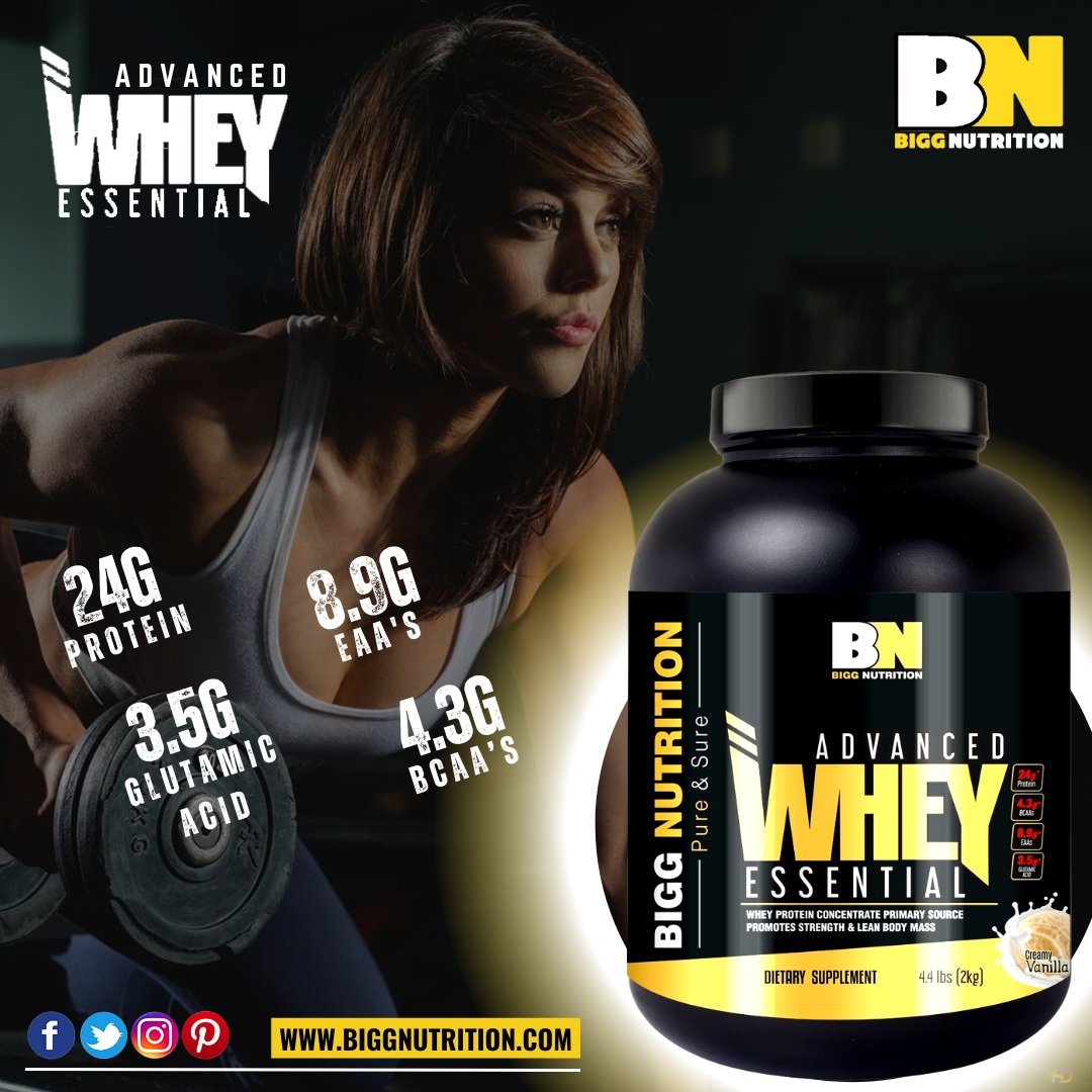 Bigg Nutrition Advanced Whey Essential
High-Quality Whey Protein Isolate
● 24g* Protein
● 4.3g* BCAA;s
● 3.5g* Glutamic Acids
● 8.9g* EAA's
Workout Repair & Recovery
#BiggNutrition That's #ResultsMatter
📞+91 92122 06676
biggnutrition.com

#wheyprotein #protein #whey