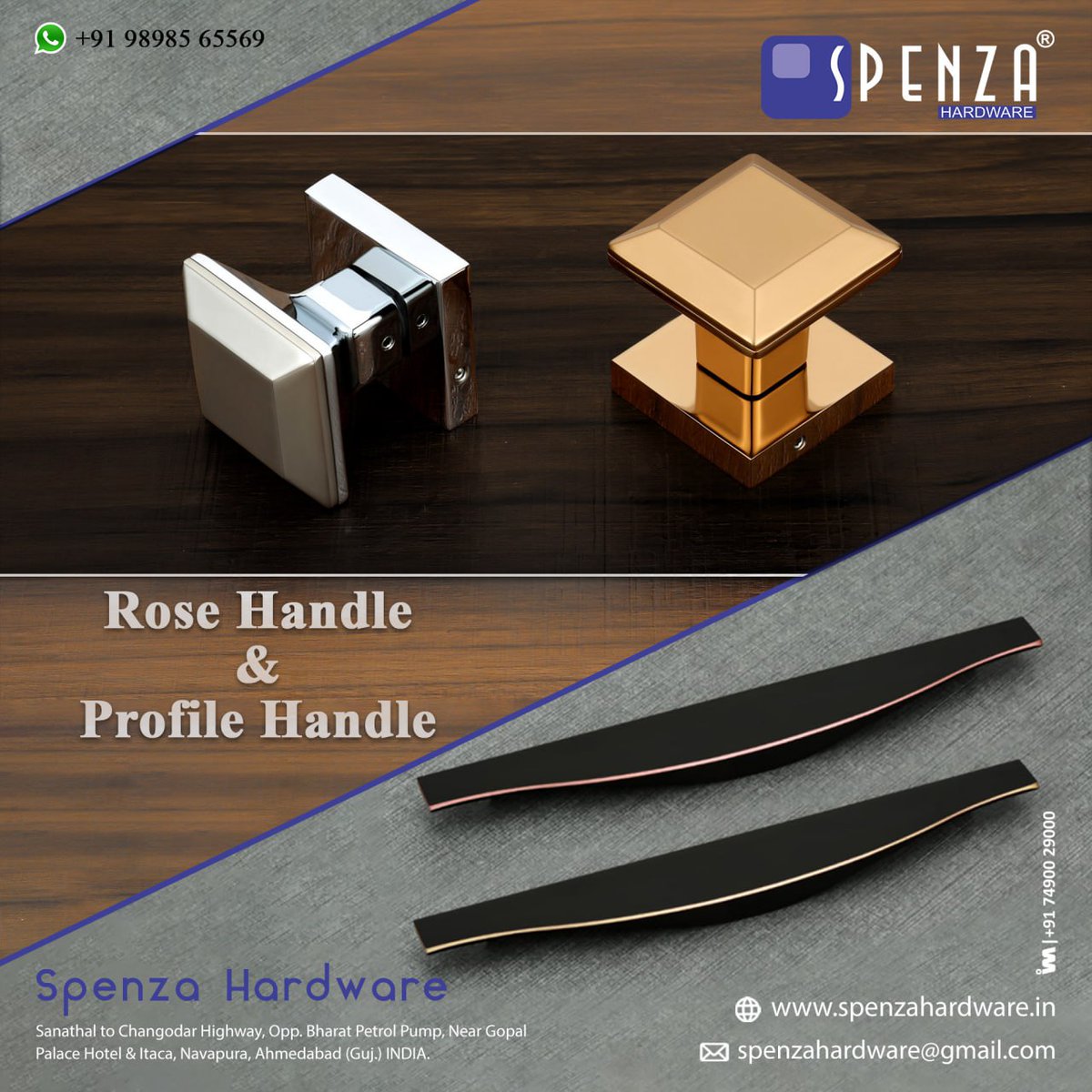 SPENZA HARDWARE - AHMEDABAD

For enquiry via WhatsApp click:
ibais.biz/9898565569

Mr. Sumit Jain - 98985 65569
#cabinethandle #mortisehandle #handlehardware #Gprofile #autohinges #glassfitting #quadrochannel  #kitchenbasket
.
@IBAISMEDIA