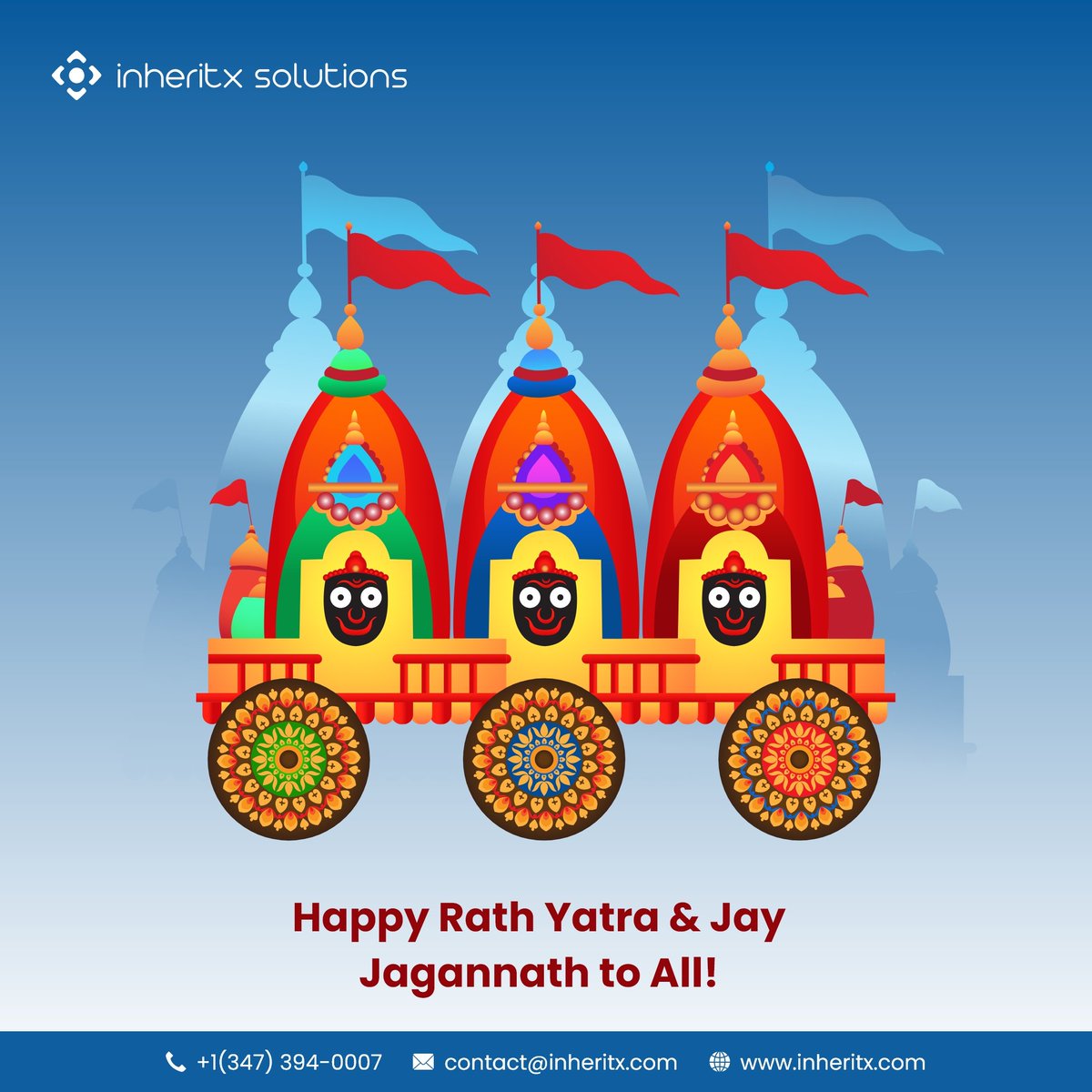 inheritx's tweet image. May the Divine Trinity of Lord Jagannath, Subhdra, and Balram give us blessings of peace, prosperity, and progress! #InheritX Family wishes all of you a Happy Rath Yatra!
#rathyatra2023🚩🚩 #jagannaath #happyrathyatra