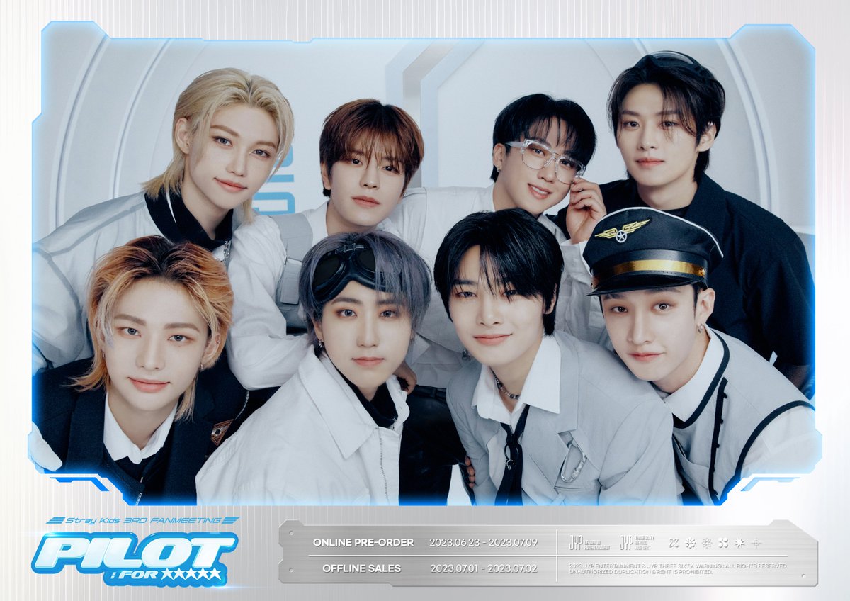 Stray Kids 3RD FANMEETING
‘PILOT : FOR ★★★★★’
OFFICIAL MERCH TEASER IMAGE

✰ MERCH INFORMATION 06.22 (KST)
✰ ONLINE PRE-ORDER 06.23 - 07.09 (KST)
✰ OFFLINE SALES 07.01 - 07.02 (KST)

#StrayKids #스트레이키즈
#SKZ_3RD_FANMEETING
#PILOT_FOR_5_STAR
#YouMakeStrayKidsStay