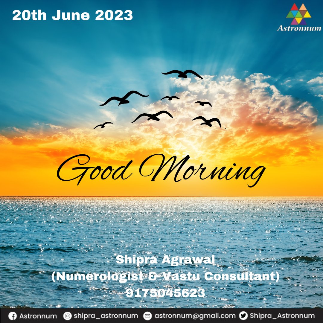 GOOD MORNING ☀️

#ShipraAgrawal
#Astronnum
#numerologist
#vastuconsultant 
#goodmorning
#GoodMorningEveryone
#newday
#newstart
#newbeginning
#happymorning
#happyday
#greatstart
#greatmorning
#greatday
#Tuesday
#sunrise