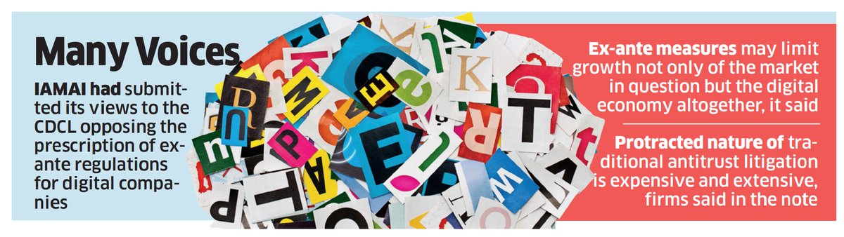 ETtech's tweet photo. Internet and Mobile Association of India (IAMAI) had submitted its views to the #CDCL opposing the prescription of ex-ante regulations for digital companies, saying that ex-ante measures “may limit growth not only of the market in question but the digital economy altogether”. https://t.co/KHPafe4dBz