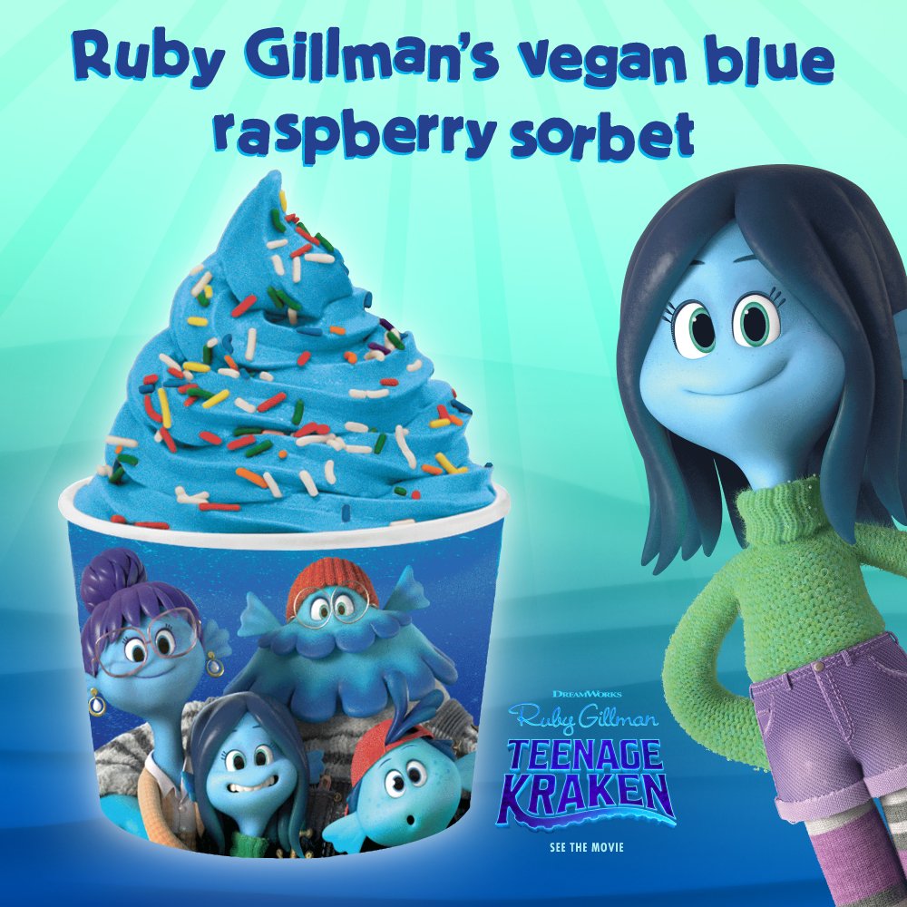 MenchieHesperia's tweet photo. Come to Menchie’s #Hesperia and wrap your tentacles around  Ruby Gillman’s Vegan Blue Raspberry Sorbet!   #Menchies #FrozenYogurt #Froyo #Sorbet #Dessert #FamilyTime #BlueRaspberry #BlueIceCream #TeenageKrakenMovie #Summer2023 @TeenageKrakenMovie. https://t.co/PEiLqxlKS7