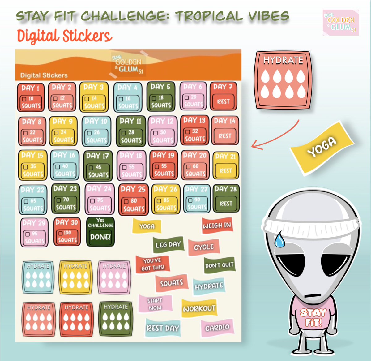 SGandG51's tweet image. If it’s in my planner I’m getting it done! Join us while we Stay FIT with this beginners 30 day Squat Challenge. 💪
 Shop Link in BIO #digitalplanner #goodnotes #digitalstickers #squatchallenge #fitness