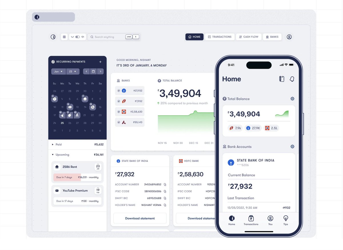 The first edition of super cool PFM apps to check out

1. <a href="/foldmoney_/">Fold</a> 

Fold is one of my favourite PFM apps. Fold allows its users to connect their bank accounts to the app and help them understand spending at a granular level. Using fold, we can bucket your daily transactions