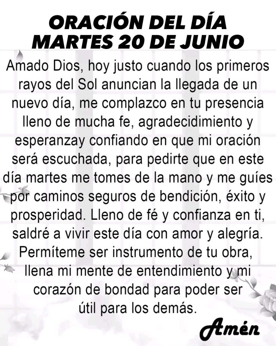 Oración del día martes 20 de junio de 2023.