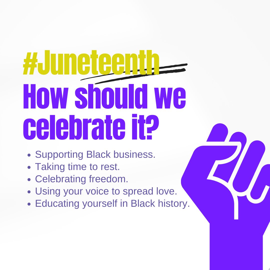 Today, we celebrate #Juneteenth, We encourage you to learn about the history of Juneteenth and to find ways to celebrate in your own community.✊🏽🇺🇸

#BlackLivesMatter #Freedom #JuneteenthCelebrations #BlackJoy