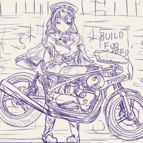 バイクの描き方 なにもわからない。 最適解があったら知りたいです。