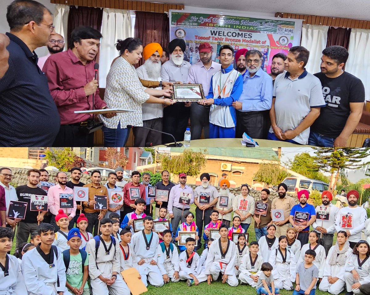 SyedMission's tweet photo. *SIR SYED EDUCATION MISSION SOCH INDIA* *FELICITATE NATIONAL TAEKWONDO MEDALIST* SEM Soch India felicitate *Toseef Tahir* of J&amp;k from district Poonch who  won Bronze medal in 66th School National Games Taekwondo Championship held at Delhi along with other 5 National Participants. https://t.co/7KA5kJA4Mh