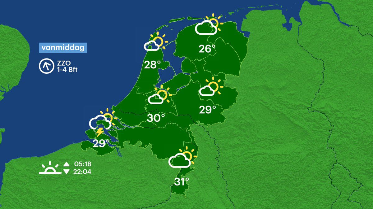 Buienradar on Twitter: "Het wordt vandaag broeierig warm en vanavond
