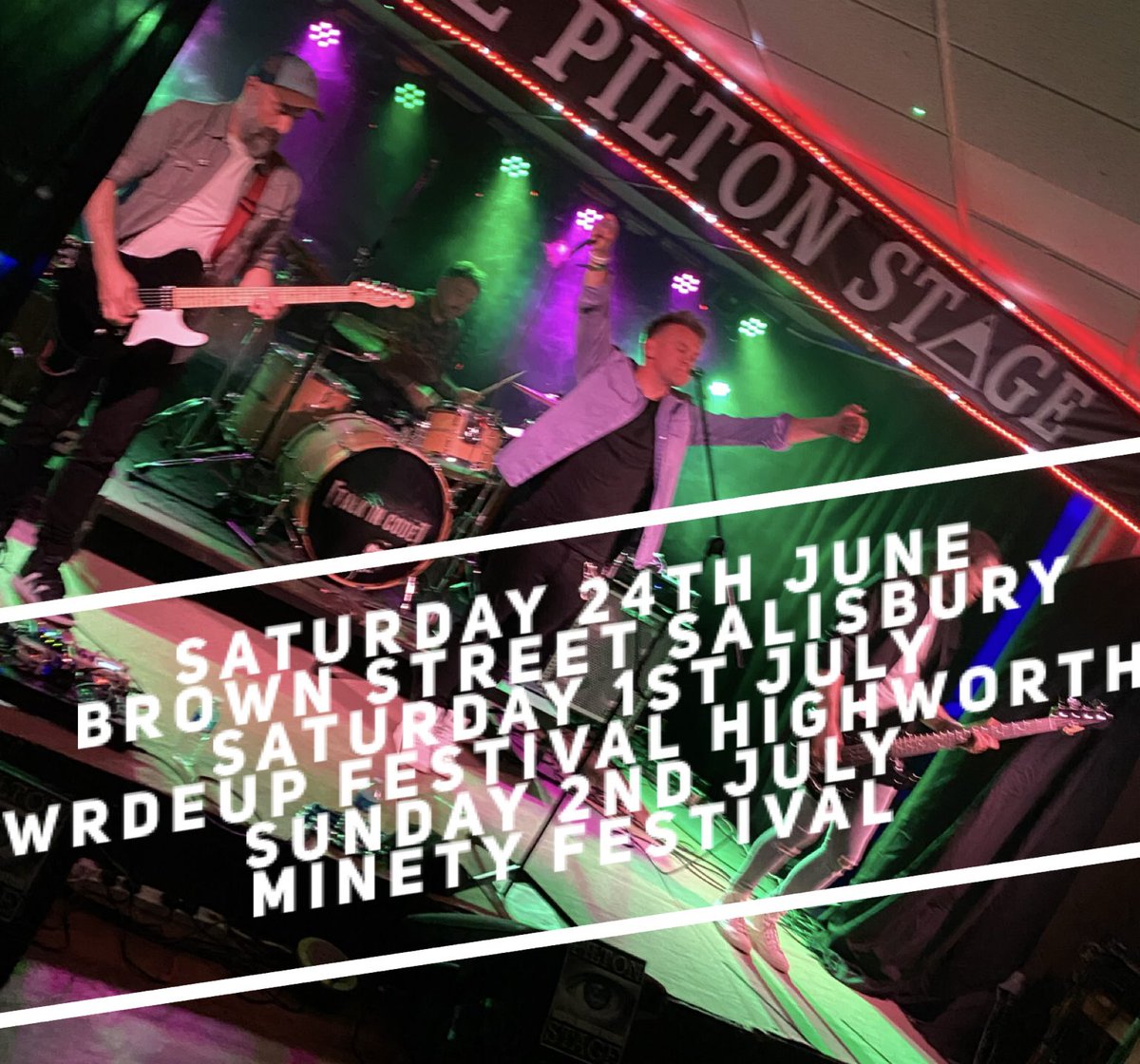 Upcoming shows…
@BrownStreetSP1 
@wrdeup 
@minetyfestival 
See you down the front 🎸🎸🎸🎤🥁 @RegentStRecords @HorusMusic @PhoenixMusicInt #livemusic #gigs #festivals #indiepop #summer2023 #proudtobeswindon