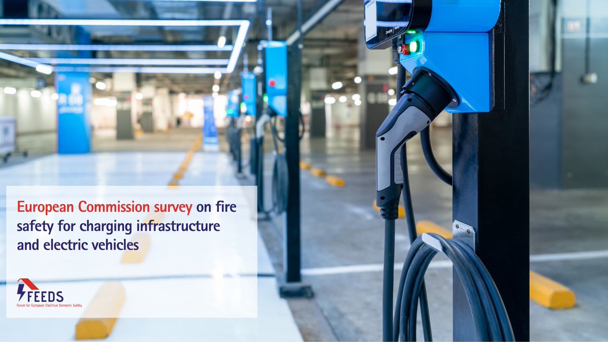 EUElecSafety's tweet photo. For action: Complete @EU_Commission 🇪🇺 survey on #FireSafety for charging infrastructure and #ElectricVehicles.
A timely and important initiative as private recharging points are to provide majority of charging needs by 2030.
Read more https://t.co/F9HOu3e8GB
#EVcharging #AFIR https://t.co/PPX8f8Mvay