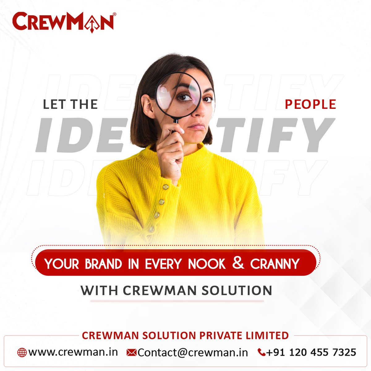 Stand out from the crowd with Crewman Solutions. Let your brand shine everywhere.
Contact us for Free Consultation :- 9529076777
#brand #brandpromotion #supportsmallbussines #crewmansolution #promotionalert #brandgrowth #brandidenity #BrandNew #branding #brandingagency #services