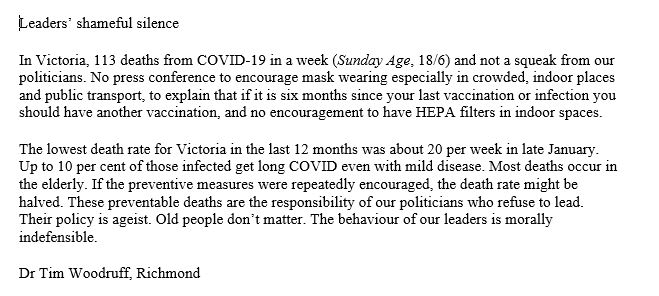 The roar of Covid. The Age today. Where are you Dan? <a href="/abcmelbourne/">ABC Melbourne</a> <a href="/Mon4Kooyong/">Dr Monique Ryan MP</a> <a href="/Mark_Butler_MP/">Mark Butler MP</a> <a href="/drsreform/">Doctors Reform Society</a> <a href="/AusHealthReform/">AHCRA</a> <a href="/MelissaSweetDr/">Melissa Sweet</a>