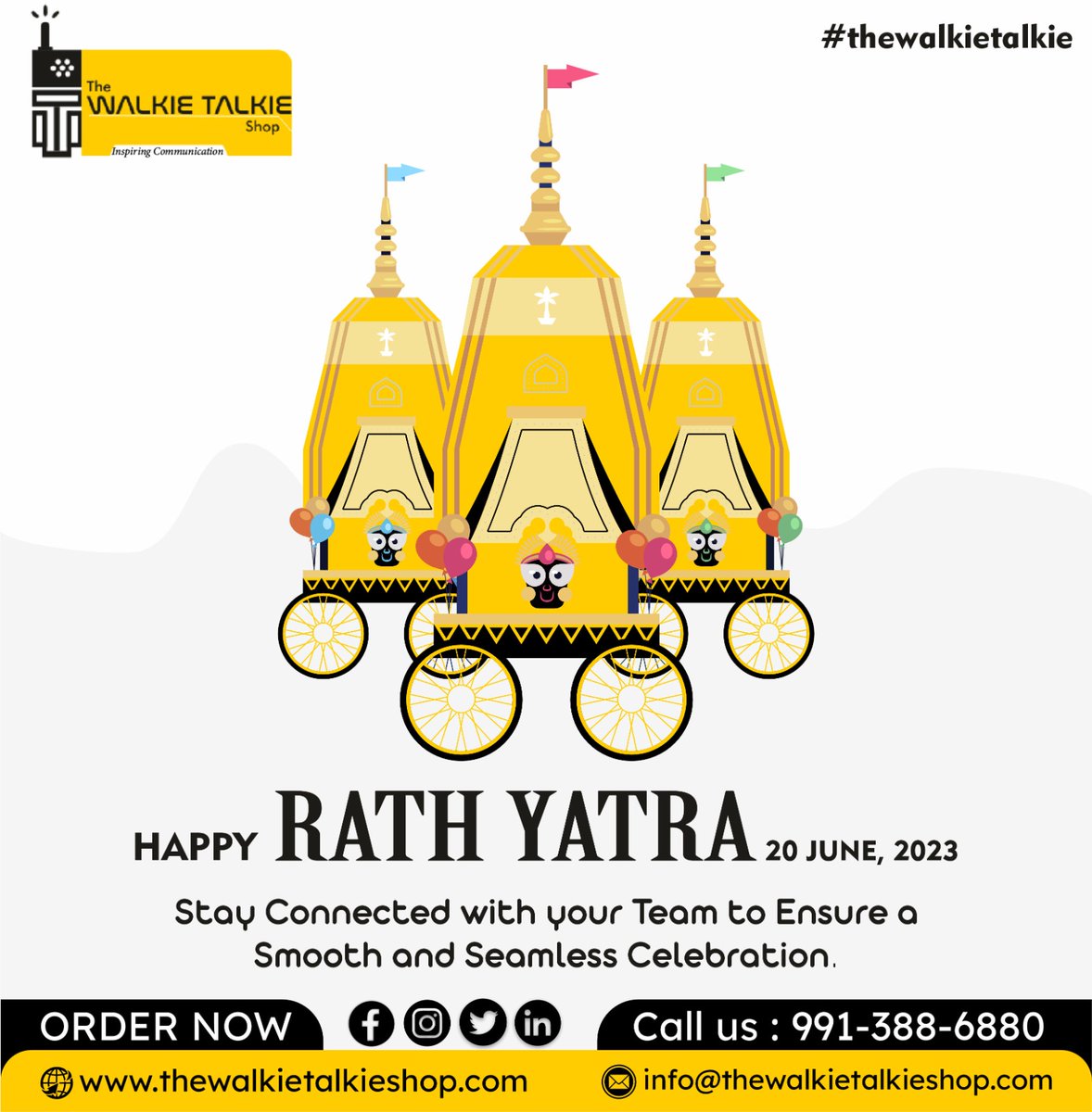 TheWalkieShop's tweet photo. Happy Rath Yatra #2023

Stay Connected with Your Team to Ensure a Smooth and Seamless Celebration

𝐓𝐡𝐞 𝐖𝐚𝐥𝐤𝐢𝐞 𝐓𝐚𝐥𝐤𝐢𝐞 𝐒𝐡𝐨𝐩
for more details contact us:-+91 99138 86880
visit our website:- https://t.co/4BoMp48JKP https://t.co/CtTTNivnpd