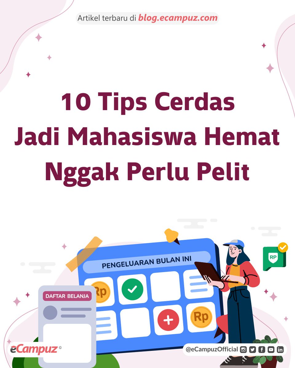 MABA wajib tahu! Berikut 10 tips cerdas jadi mahasiswa hemat. 

🔗 blog.ecampuz.com/10-tips-jadi-m…

#eCampuz 
#tipsmahasiswa 
#tipshemat