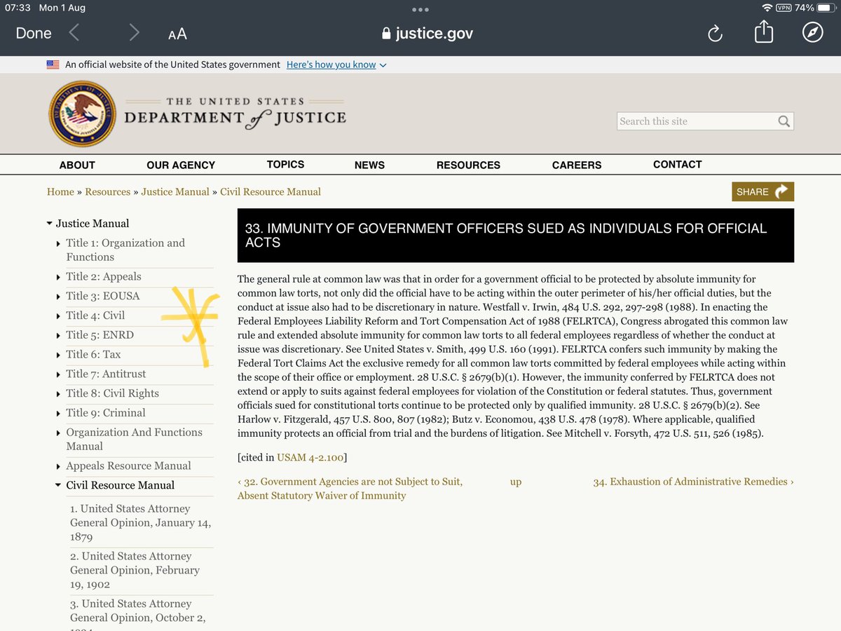 The law offers public servants immunity from suit unless they act outside the outer limits of their public duties. In my view Hinman, Clayton, Gensler &amp; Warren have done just that. #Ripple should sue them all personally like they did Brad &amp; Chris Ask them to “come in &amp; talk” #XRP