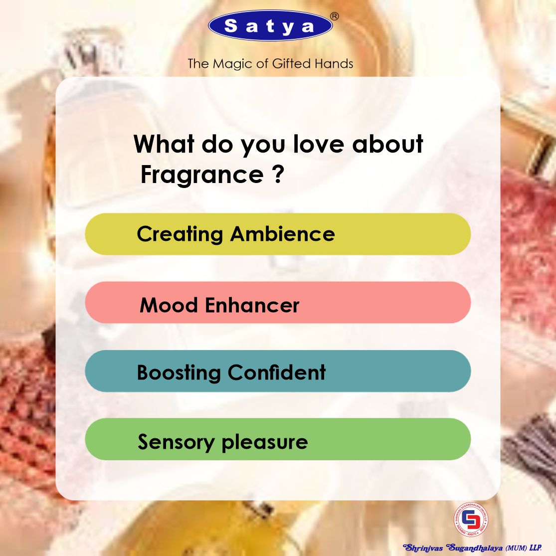 The enchantment of scents! Share what you love most about fragrances.

For More Details Visit our Website -
📷 houseofnagchampa.com
📷  marketing@nagchampa.net.in

#EnchantingScents #FragranceMagic #ScentedDelights #AromatherapyBliss #PerfumePassion #ScentedJourney