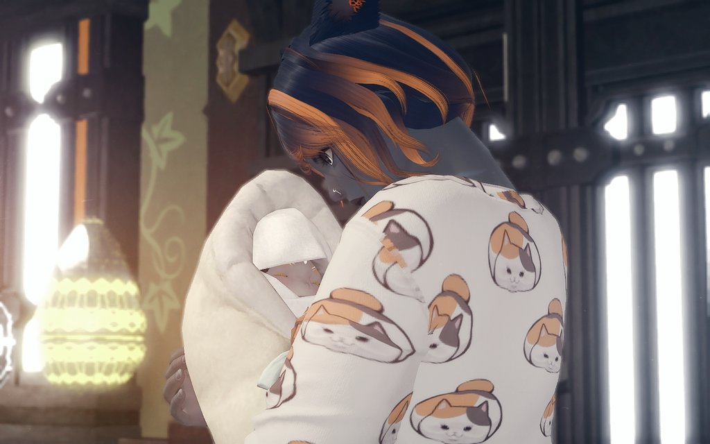 punningway's tweet photo. Last-minute infant Garleqote edit and lightning fast gpose before maintenance? Indeed!

Here is Miss Mystilia "Tilly" Luna Garlond as a brand new tiny Garleqote with her mama Lura.

#ffxiv #ffxivonmac #gposers #luraluna #tillylunagarlond #lunagarlondfamily #garleqote #awww #baby https://t.co/K9nLeqB4Hw