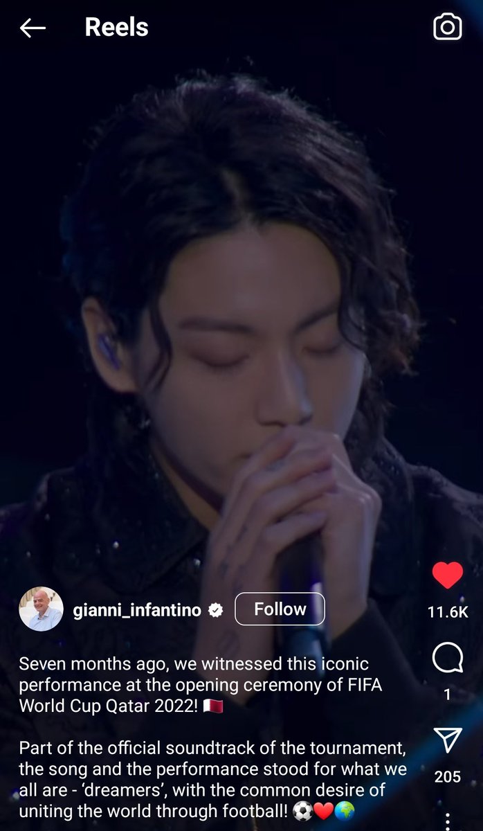 Jungkook_SNS's tweet photo. President of FIFA, Gianni Infantino, shared Jungkook’s ‘Dreamers’ performance, calling it ‘Iconic’ 

“7 months ago, we witnessed this iconic performance at the opening ceremony of FIFA World Cup Qatar 2022! 🇶🇦 

Part of official soundtrack of tournament, the song &amp; performance + https://t.co/cPgnh23C5g