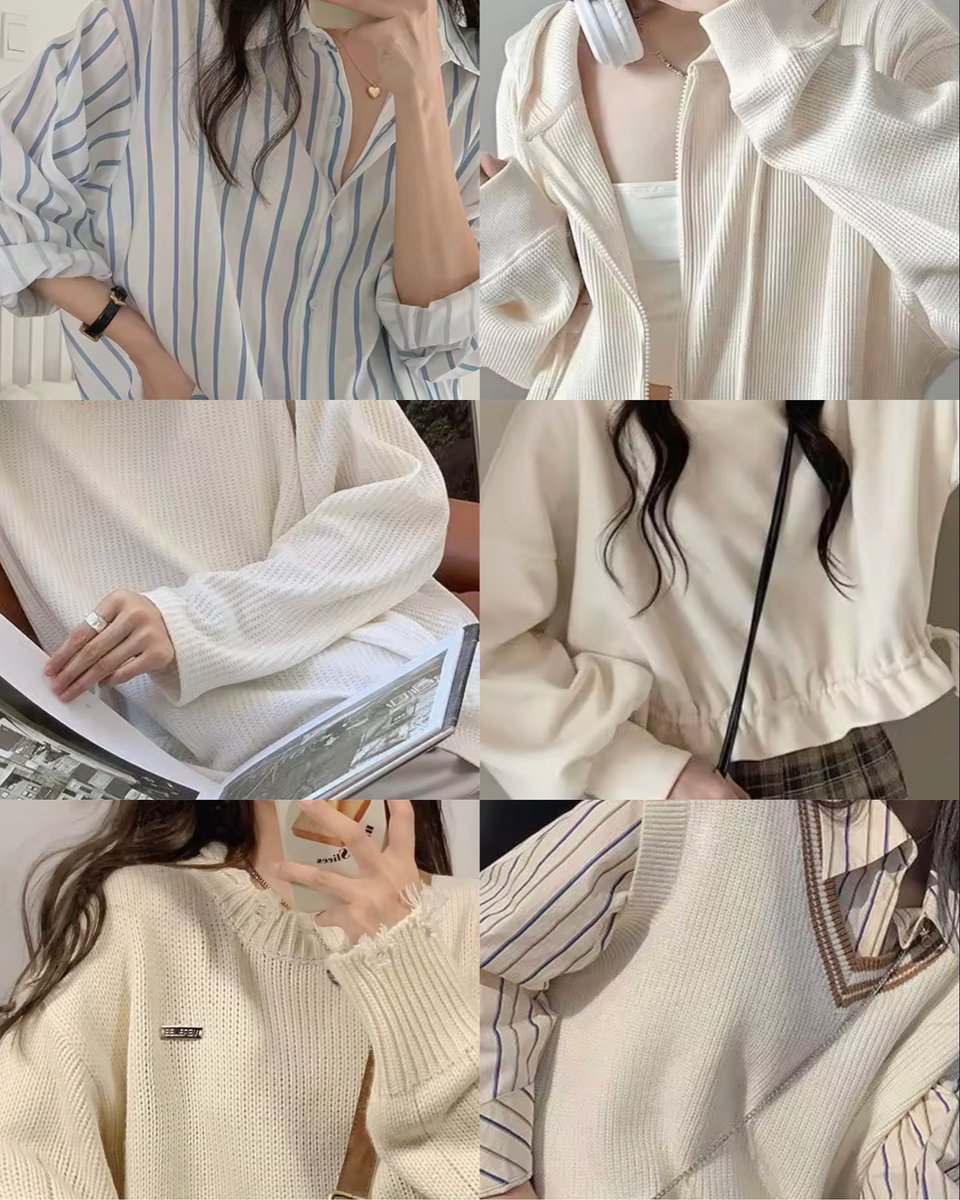 🌧️ on rainy days ꒱ เธรดรวมพิกัด เสื้อแขนยาว ฮู้ดดี้ คาร์ดิแกน งบ 350.- ต้อนรับหน้าฝน แบบคุมโทน ขาว ครีม เบจ แบบเกาหลีเกาใจ น่ารักนุ้บนิ้บสุด ♡ .