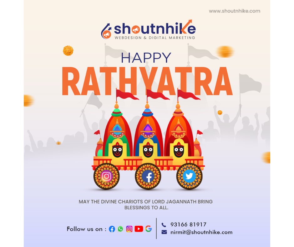 Wishing a blissful Rathyatra filled with divine blessings.
.
#jagannathpuri #rathyatra2023 #jagannath  #digitalmarketingcompany #Shoutnhike