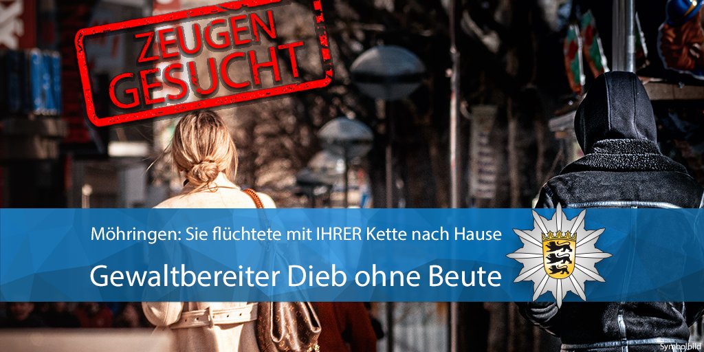 PP_Stuttgart's tweet photo. #Möhringen Ein Unbekannter hat am Sonntag versucht, einer 28-Jährigen die Kette vom Hals zu rauben. Die Frau hob die zunächst zu Boden gefallene Kette wieder auf, wobei der Täter ihr ins Gesicht schlug. Wir suchen Zeugen. Zur PM ▶️ https://t.co/X6ogylvLRC Eure #Polizei #Stuttgart https://t.co/ZKzns6QRPH