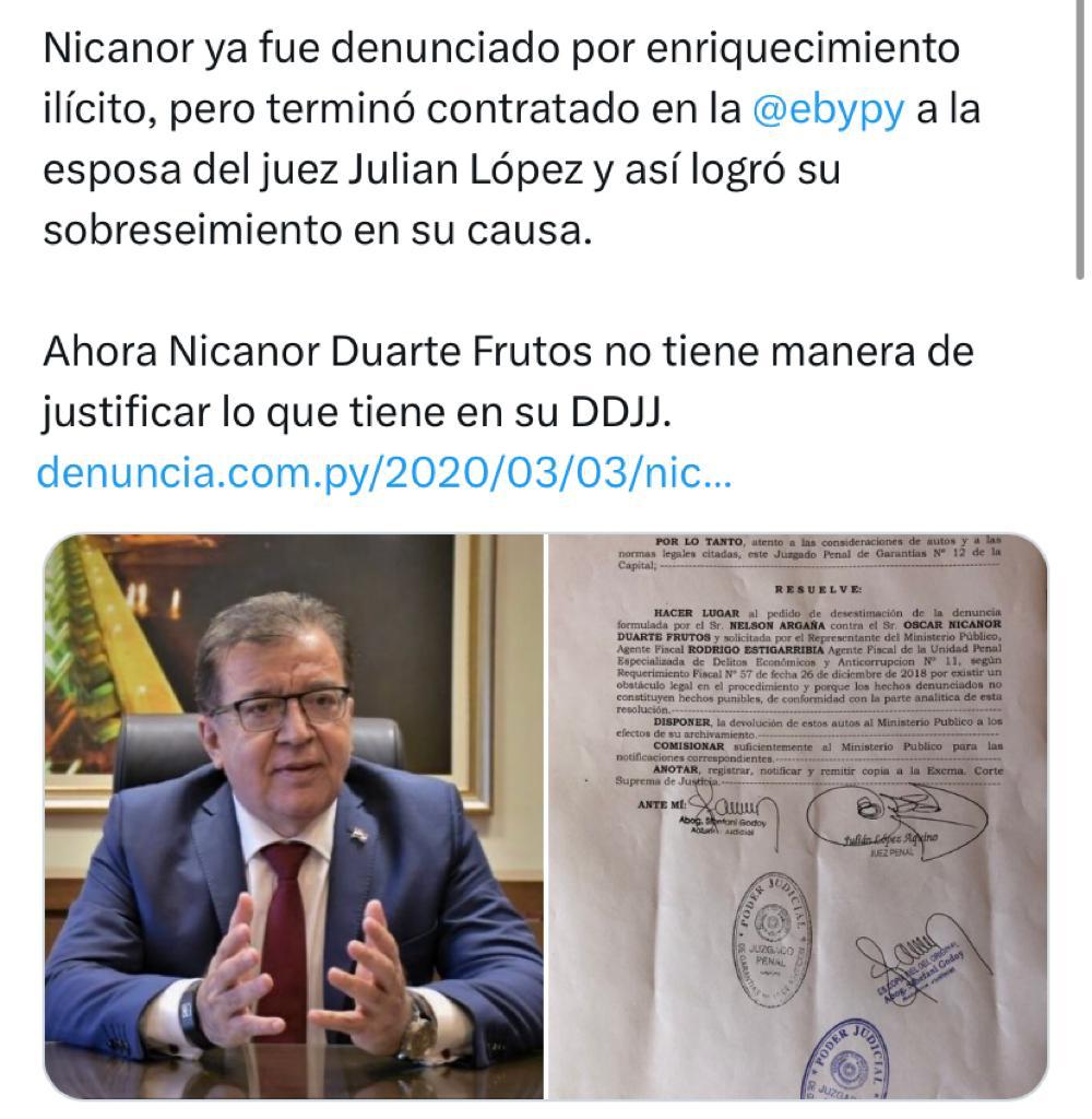 scott123455a's tweet photo. @InformatePy1 Muchos favores políticos  debe este juez Julian Lopez https://t.co/oVz7lBuGyf